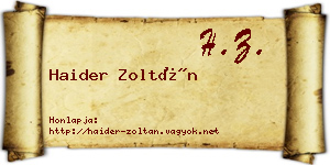 Haider Zoltán névjegykártya
