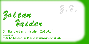 zoltan haider business card